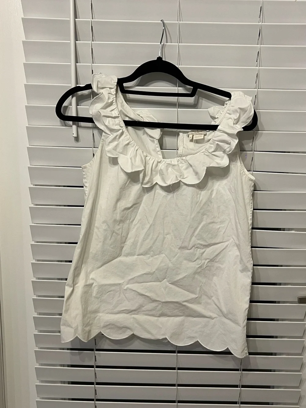 kate spade White Ruffle Scoop Neck Sleeveless Top